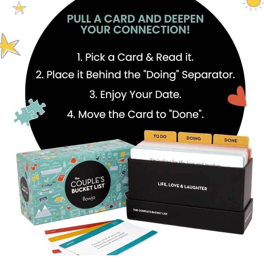 The Couples Bucket List By Flowjo Activity Cards NWT - Picture 2 of 10